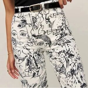 Reformation Black and White High Rise Jeans